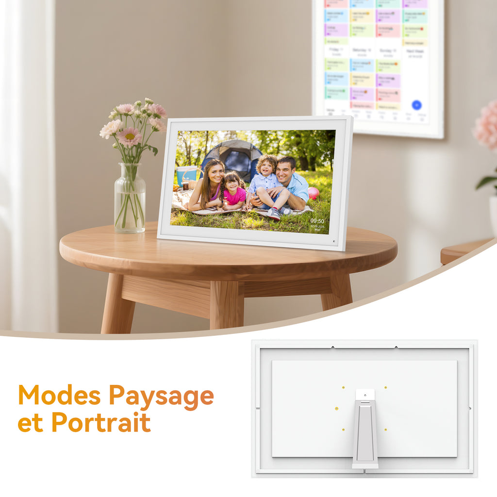 TABWEE P15 Calendrier Numérique WiFi - Écran Tactile 15,6" pour Mur, Planificateur Familial, Planificateur de Repas, Agenda de Rendez-vous, Horloge Mémoire pour Seniors, Planificateur Hebdomadaire/Mensuel (Cadre Photo Numérique)