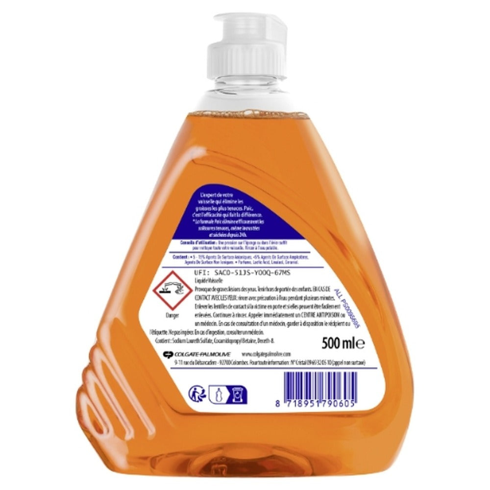 PAIC Excel 24h Ultra Dégraissant Liquide Vaisselle Mandarine 2 x 500 ml (= 1 L)