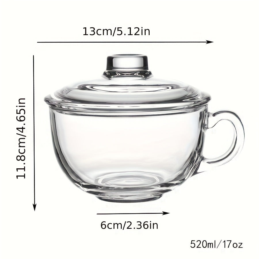 YumiPLUS Tasse en verre avec couvercle et anse, 1 ensemble