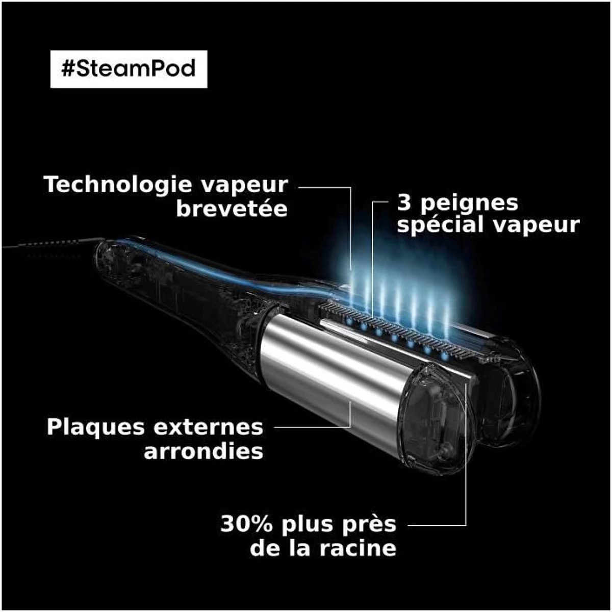 L'Oréal Professionnel Paris Steampod 4.0 - Lisseur et boucleur vapeur 2-en-1, coiffure rapide, technologie vapeur brevetée, tous types de cheveux, blanc