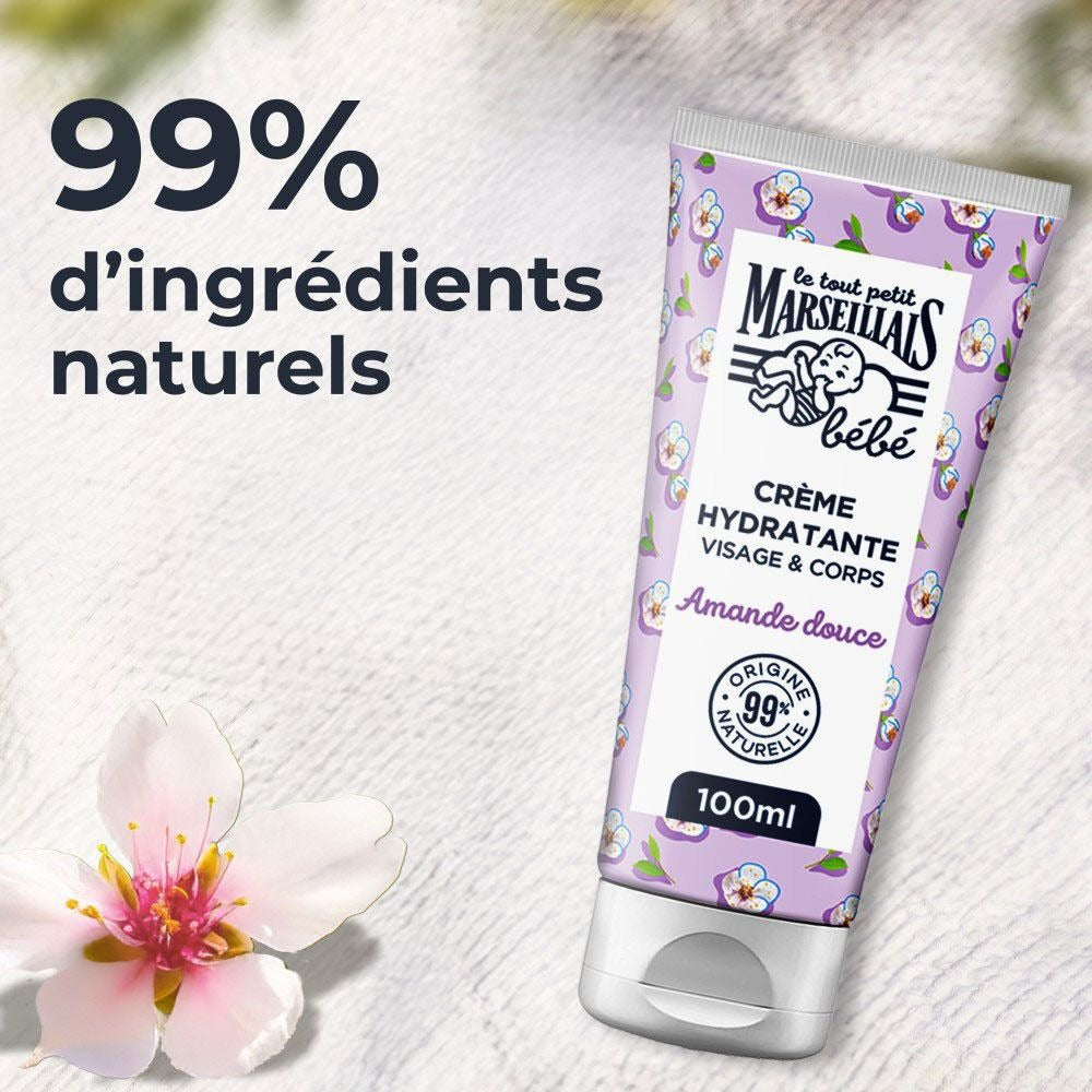 LE TOUT PETIT MARSEILLAIS Crème Hydratante Bébé Amande Douce - 100 ml