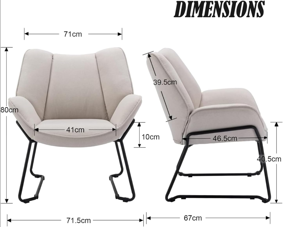 CHAIRUS Fauteuil cabriolet rembourré chenille Bleu avec pieds en métal 67 x 71,5 x 80 cm