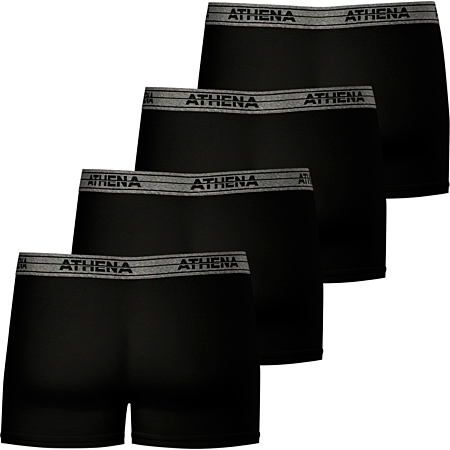 ATHENA Boxers basiques en coton Ecopack lot de 4, Noir-Noir-Noir-Noir