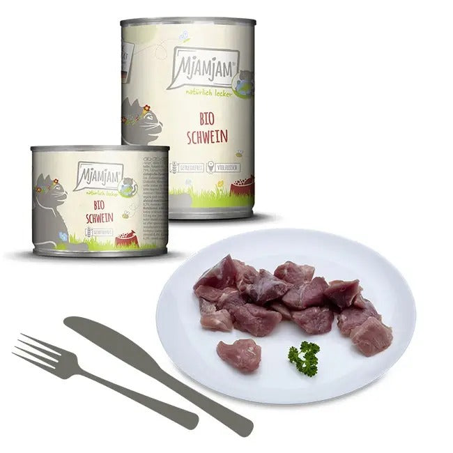 MjAMJAM Nourriture humide pour chat au porc biologique naturelle 400 g