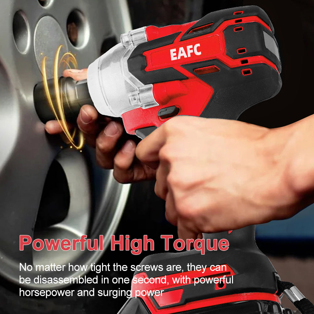 EAFC 200N.M Clé Électrique Sans Fil 21 V Perceuse-Visseuse Couple Démontage de Pneus à Main Démontage à Main Outils de Réparation Automobile Rechargeable Batterie 15000 mAh (1500 mAh * 10)