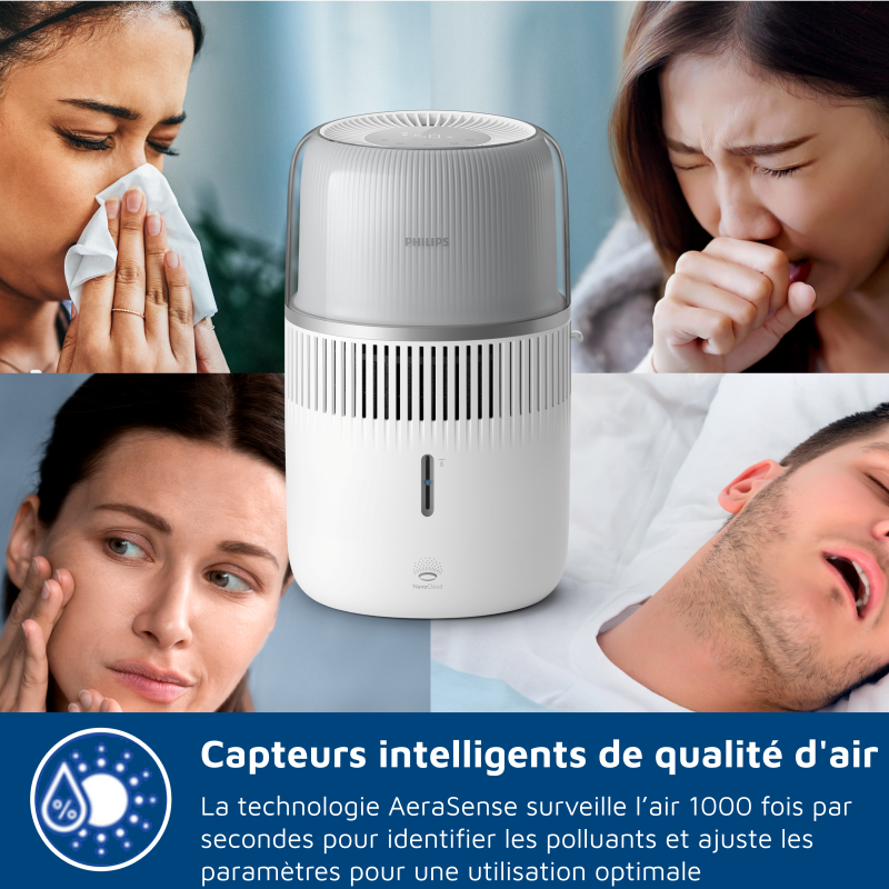 PHILIPS HU1510/04 Série 1000 Humidificateur d'air silencieux connecté jusqu’à 41 m² - Blanc