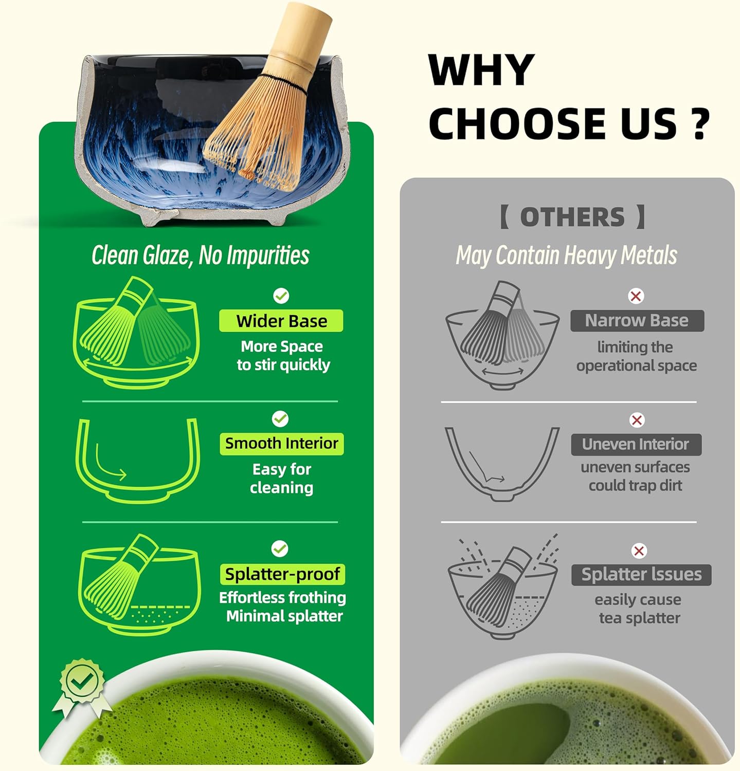 TEANAGOO Service à thé matcha, service à thé japonais, bol à matcha, fouet en bambou pour matcha, cuillère, tamis, porte-fouet à matcha, support de fouet à matcha