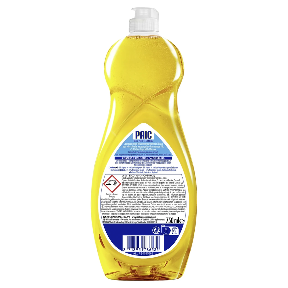 Paic Liquide Vaisselle Super Dégraissant, Citron, 2 x 750 ml (= 1,5 L)