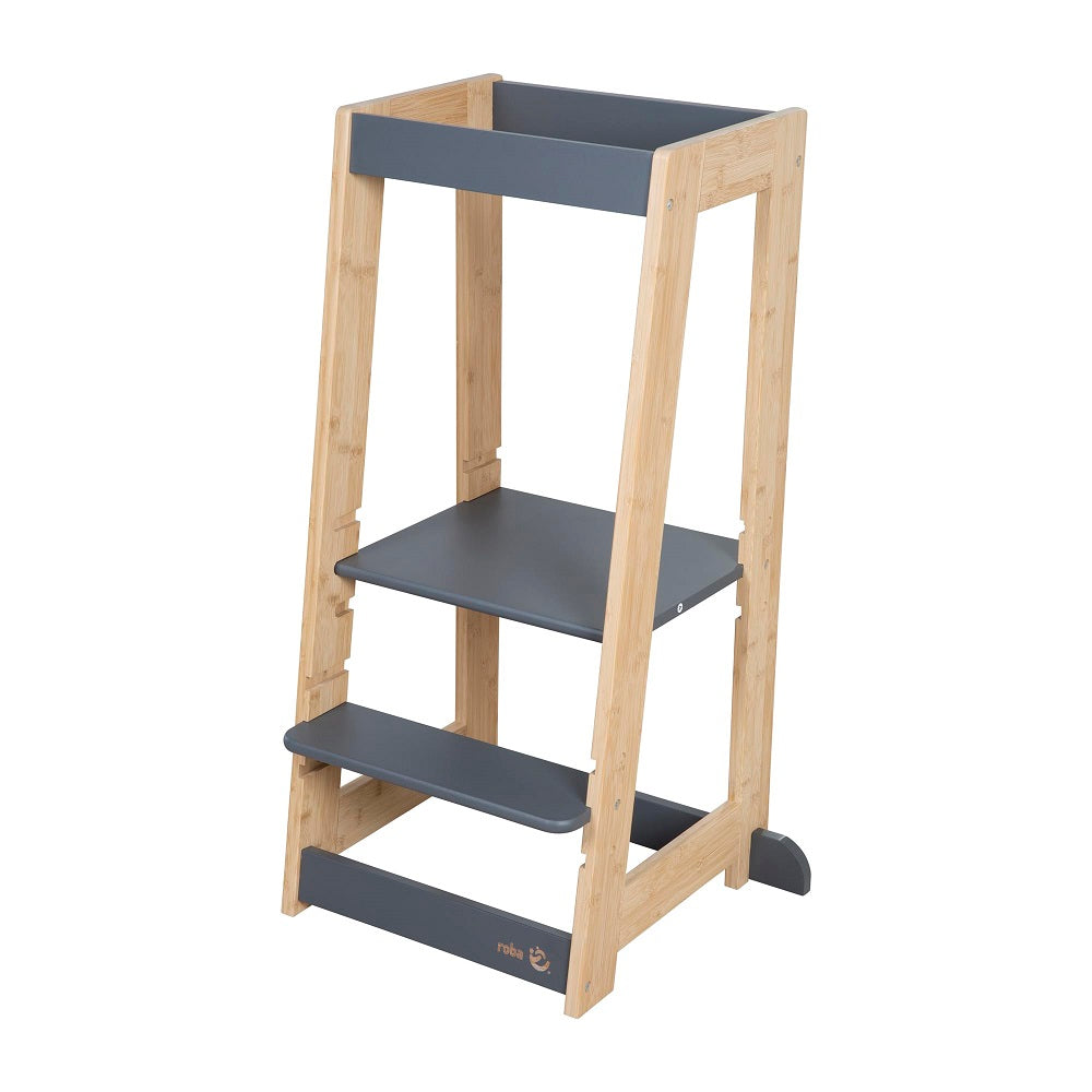 roba Tour d'apprentissage en bois bicolore (Anthracite & bambou / certifié FSC)