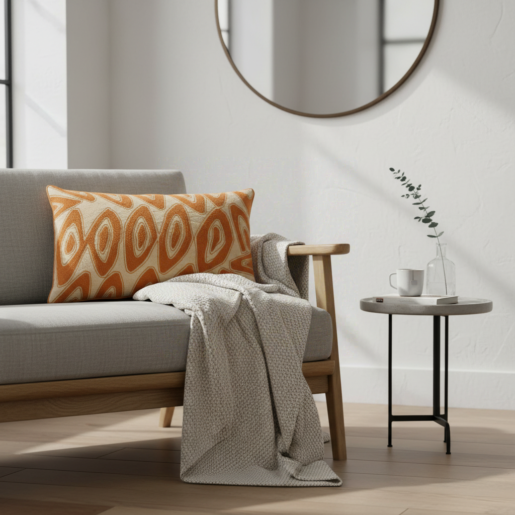 HOUSSE de COUSSIN BROde LEYA CUIVRE