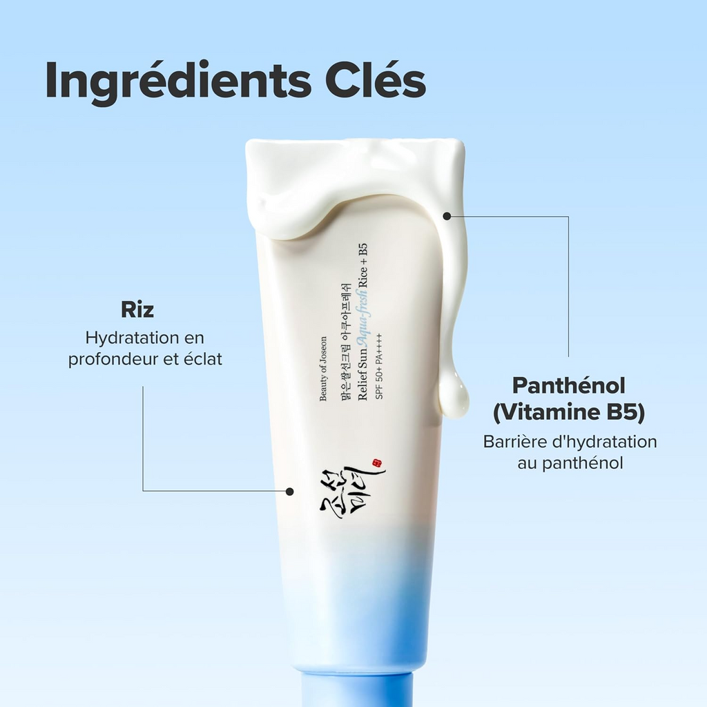 Beauty Of Joseon Sun Relief Aqua-Fresh Crème solaire au riz et vitamine B5, SPF 50+ - 50 ml