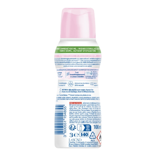 CADUM Déodorant Spray Femme Douceur de Rose 48h Micro-Talc, Sans Alcool, 100 ml