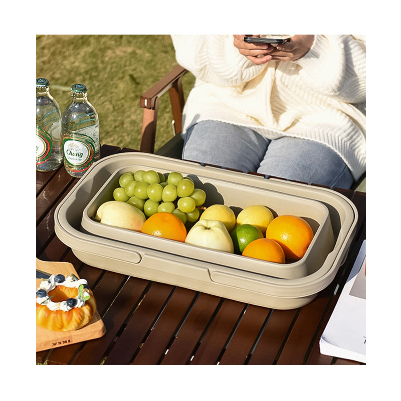 JORDAN&JUDY Panier de rangement pliable à main, couvercle pouvant servir de mini-table, kaki, 47 x 28,5 x 23,5 cm