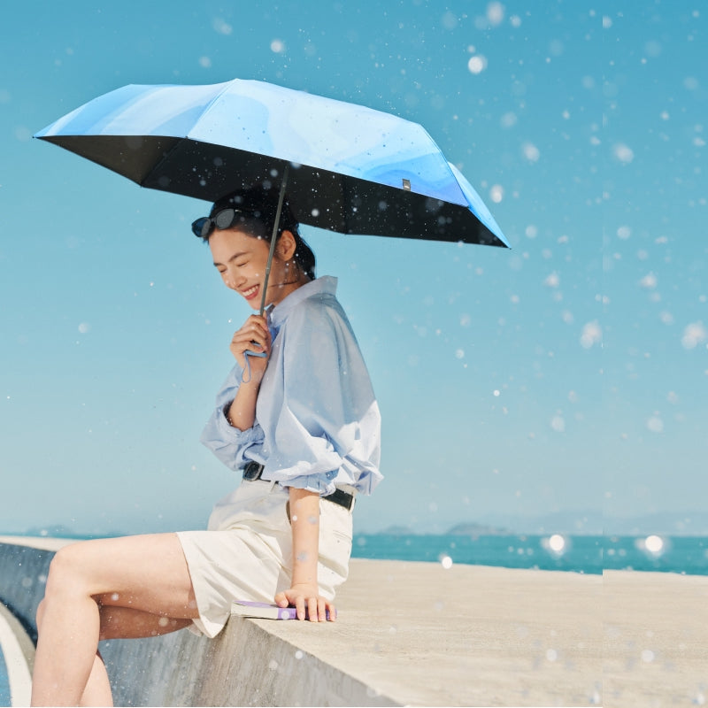 Beneunder DT396 parapluie de voyage pliable en trois avec revêtement noir anti-UV noir