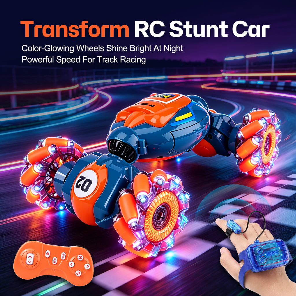 Voiture de Cascade RC à Détection de Gestes – Jouet pour Garçons et Filles de 6 à 12 Ans, Voiture Volant par la Main avec Lumières et Musique