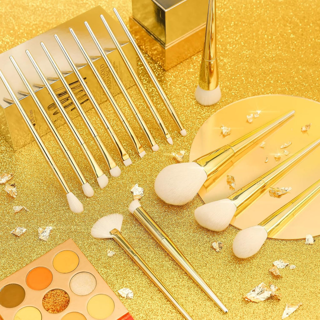 DUcare Coffret de 15 pinceaux de maquillage - Gold & Silver Glow