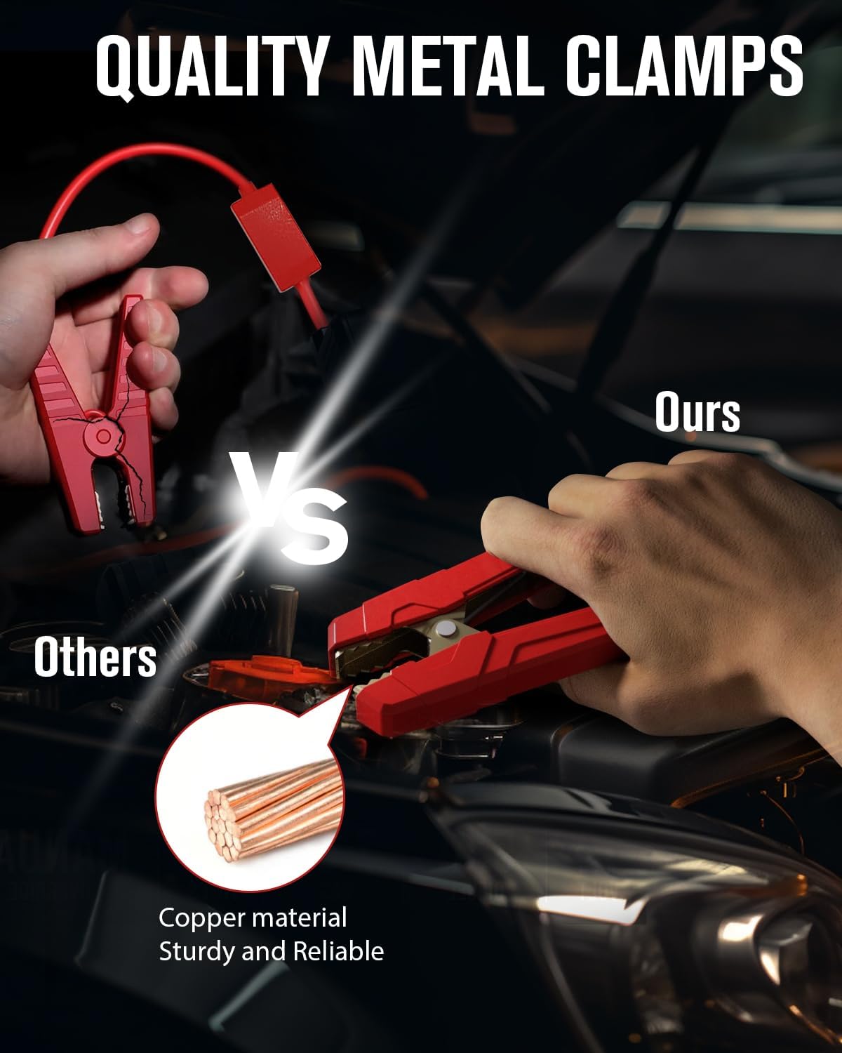 Démarreur de voiture GOOLOO GP4000 avec batterie externe, démarreur de secours de voiture 4000 A 12 V (tous les moteurs à essence et jusqu'à 10 L de diesel), démarreur de secours avec batterie externe extrêmement sûr avec LED, boosteur de batterie de