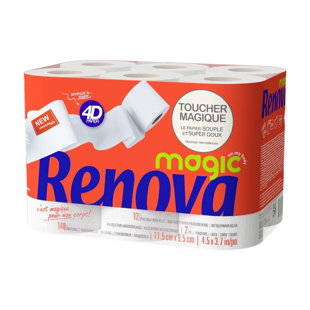 RENOVA Papier Toilette Long Strong Soft Magic 3 Épaisseurs (Paquet de 12 Rouleaux)