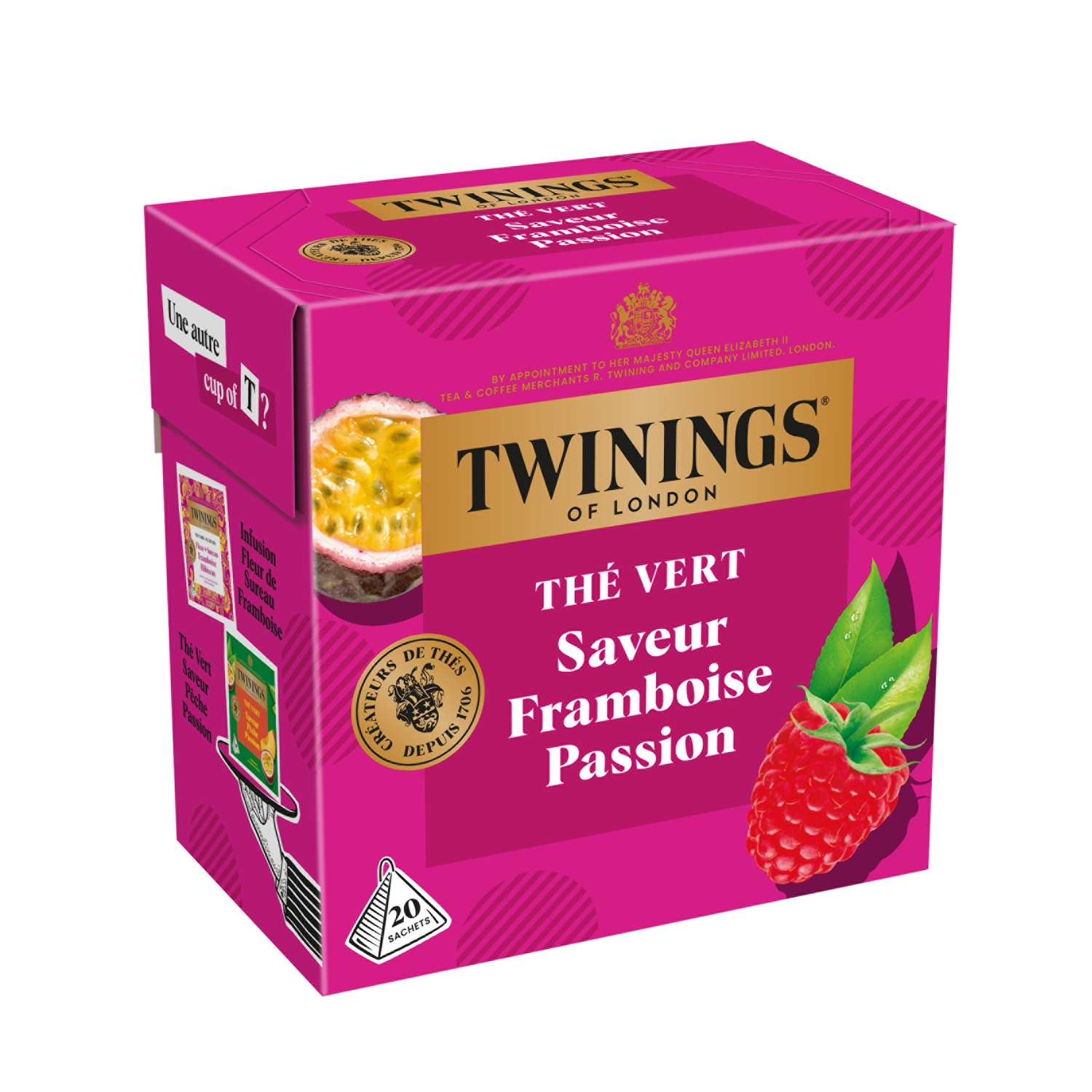 Twinings Thé vert framboise passion, 20 sachets, 32 g