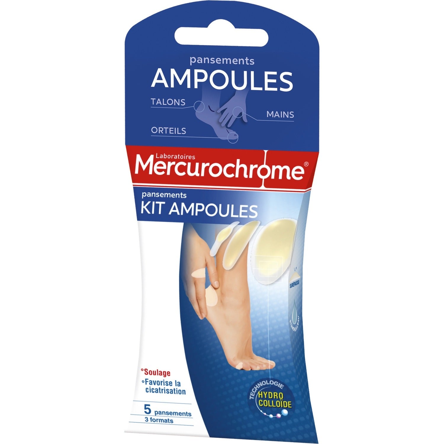 MERCUROCHROME Pansements Ampoules Hydrocolloïde 5 Pansements