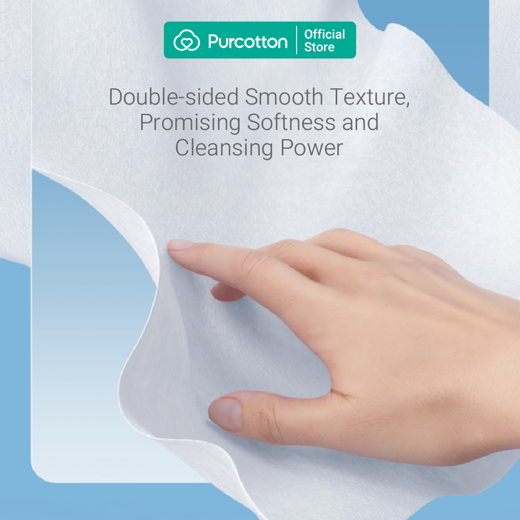 Purcotton Mouchoirs visage 100 % coton paquet voyage 400 feuilles (50 feuilles x 8 paquets) soin doux pour peaux délicates humidité douce