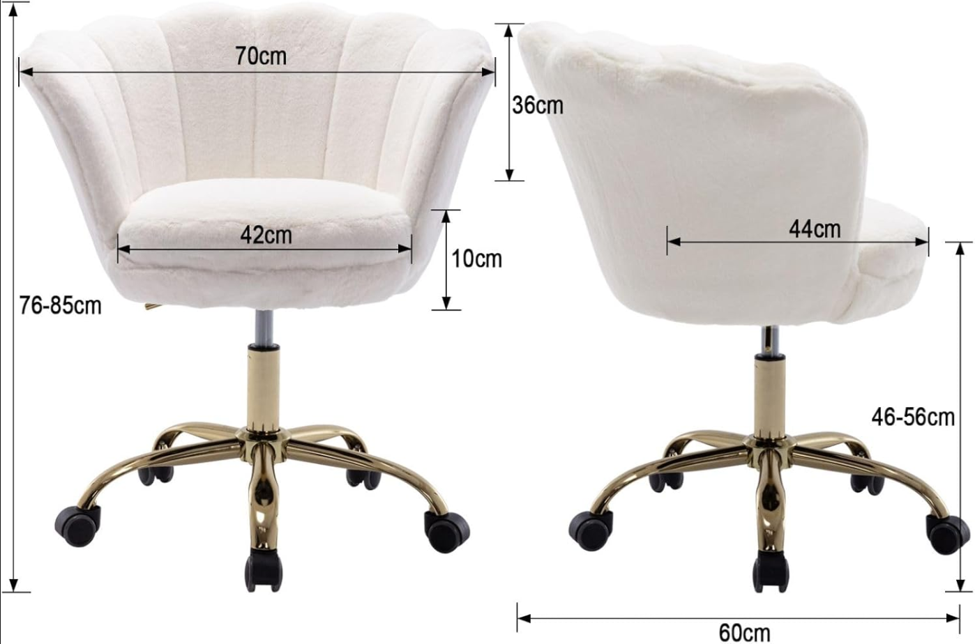 Ya-Home Chaise de bureau moderne pivotante à hauteur réglable pour bureau à domicile/chambre, Blanc
