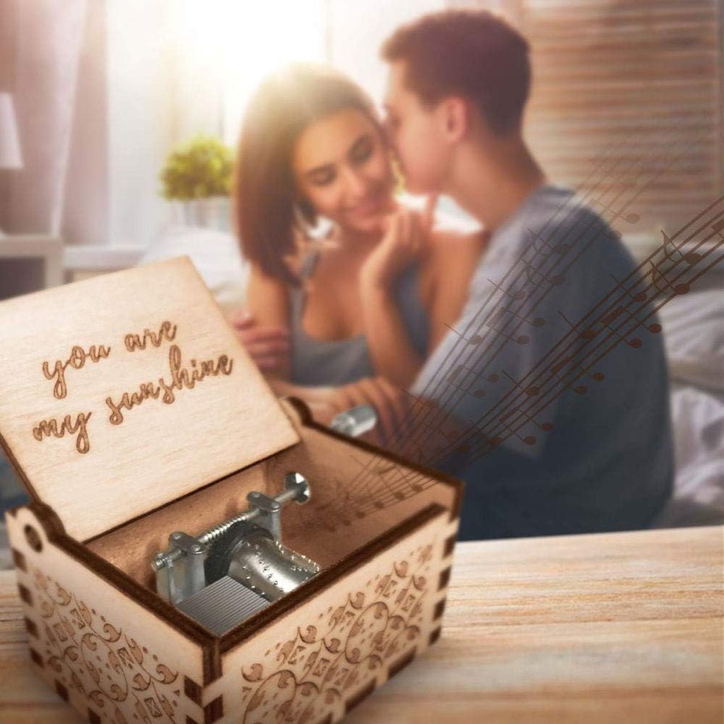Alphynix Boîte à musique "You Are My Sunshine" en bois