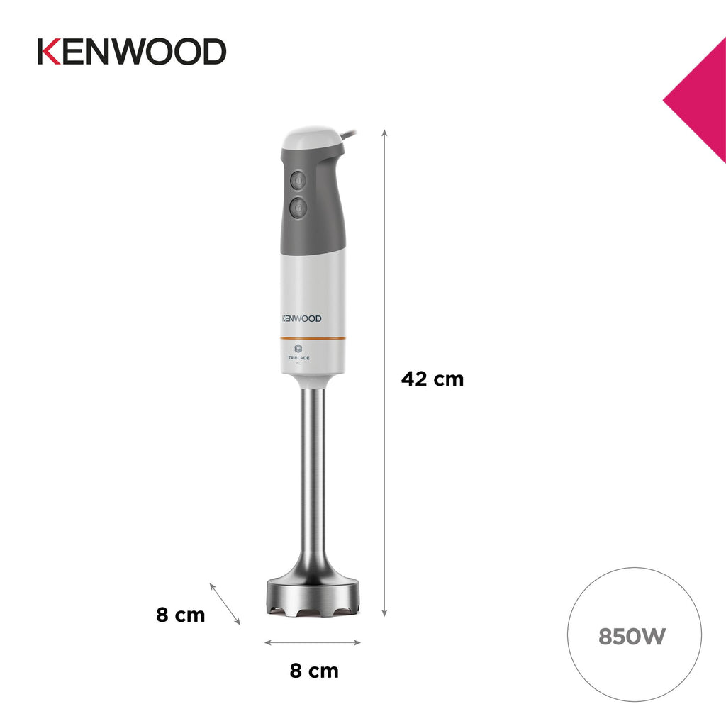 KENWOOD Triblade XL, Mixeur plongeant 850 W, HBM40.002WH, Gris/Blanc
