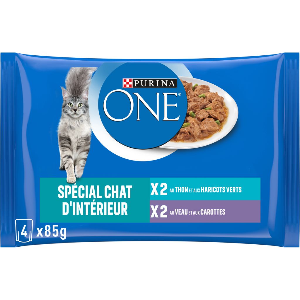 PURINA ONE Bifensis Sachets Fraîcheur pour Chat Adulte au Veau et au Thon (4 x 85g)