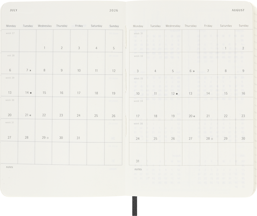 MOLESKINE Agenda Journalier 12 Mois Souple Grand Format Noir