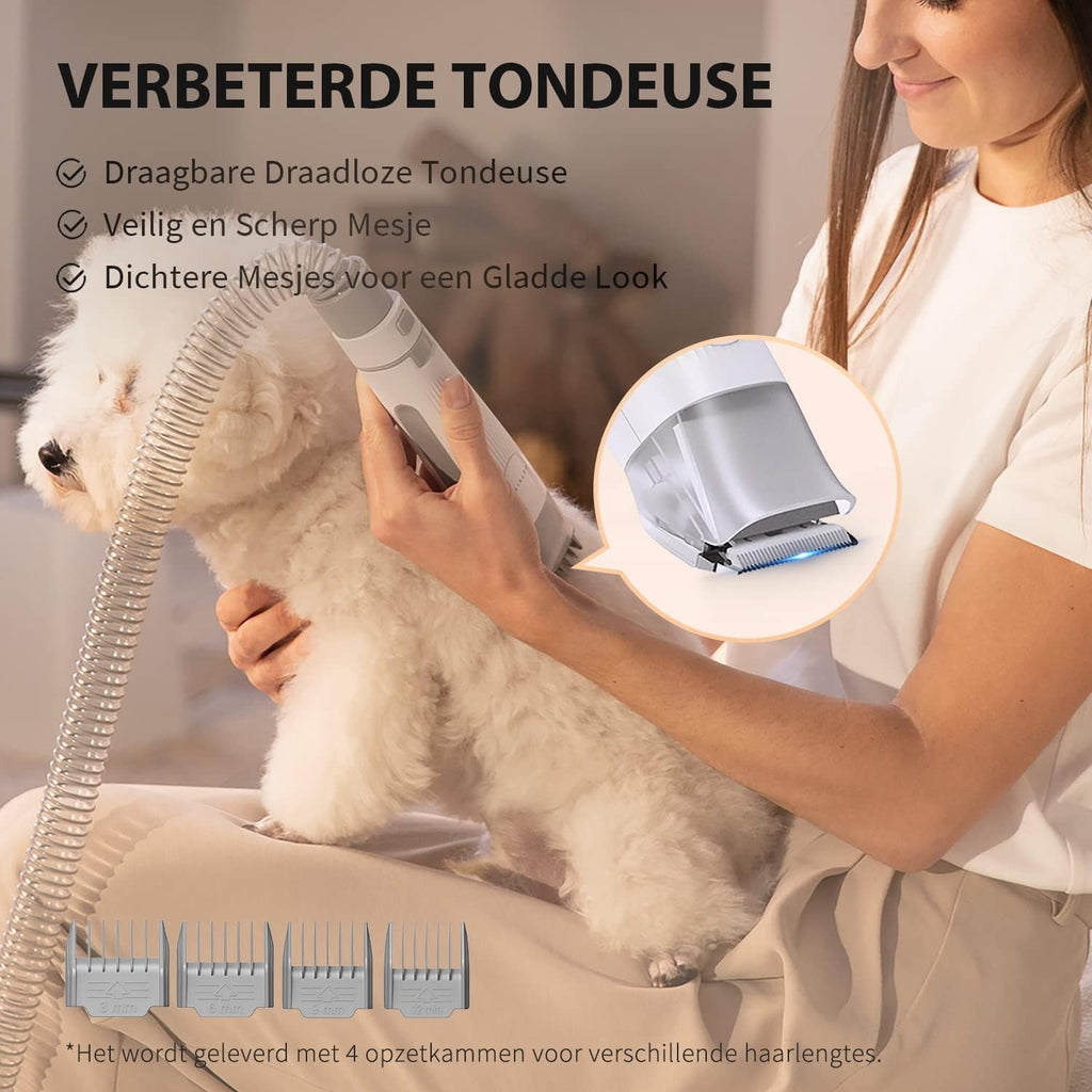 PETKIT Kit de toilettage 5-en-1 avec aspirateur de poils, Moteur silencieux, Collecte de poussière intégrée, Séchage à air froid/chaud, Accessoires multiples, Pour chiens et chats