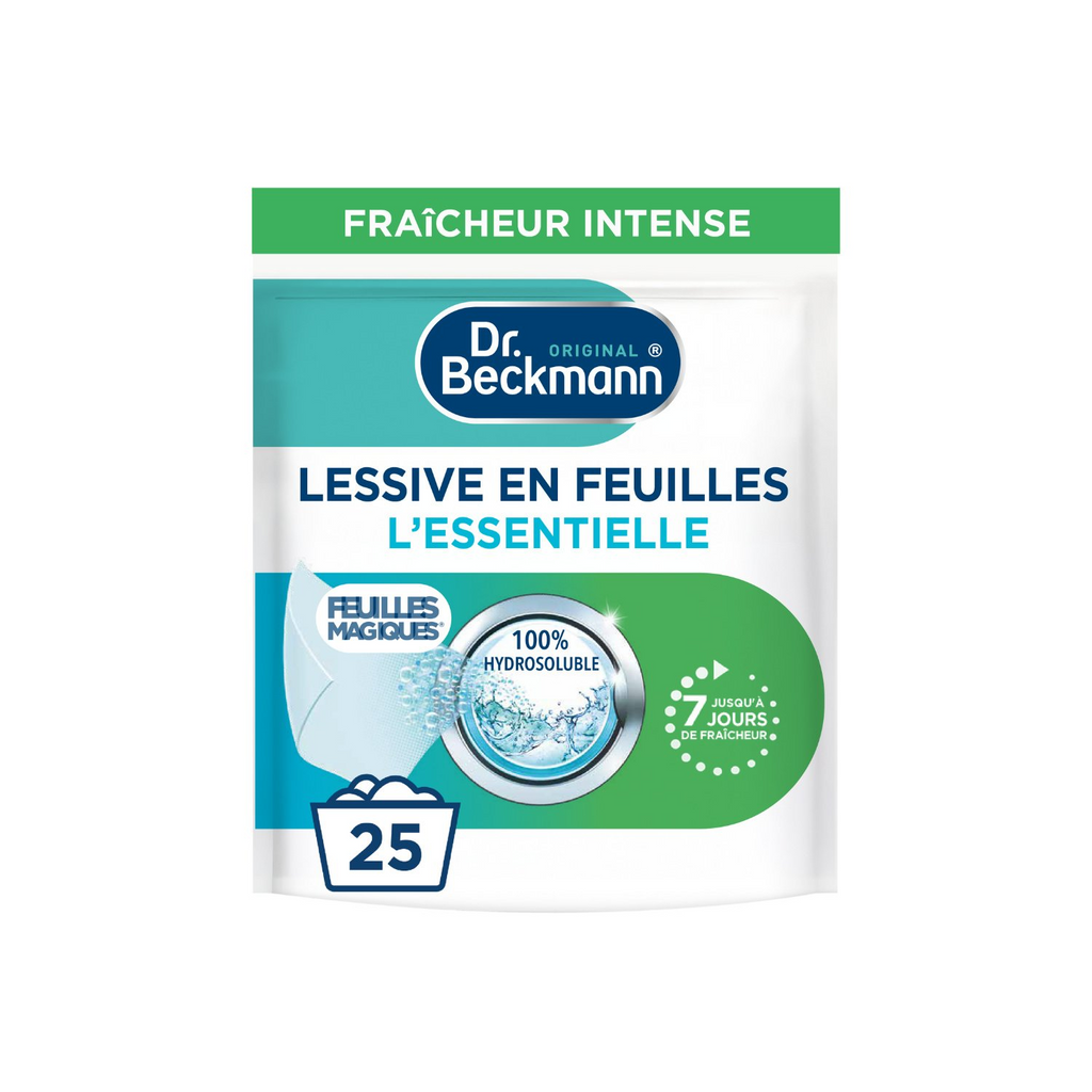 Dr. Beckmann Lessive Feuilles Magiques, Fraîcheur Intense, 25 Lavages, 25 Feuilles