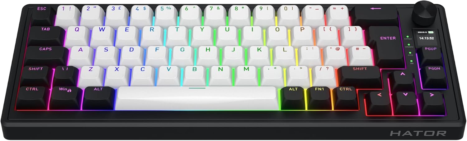 Hator Clavier Gamer sans fil magnétique Skyfall 65 Mag Ultima 8K TKL RGB - Noir