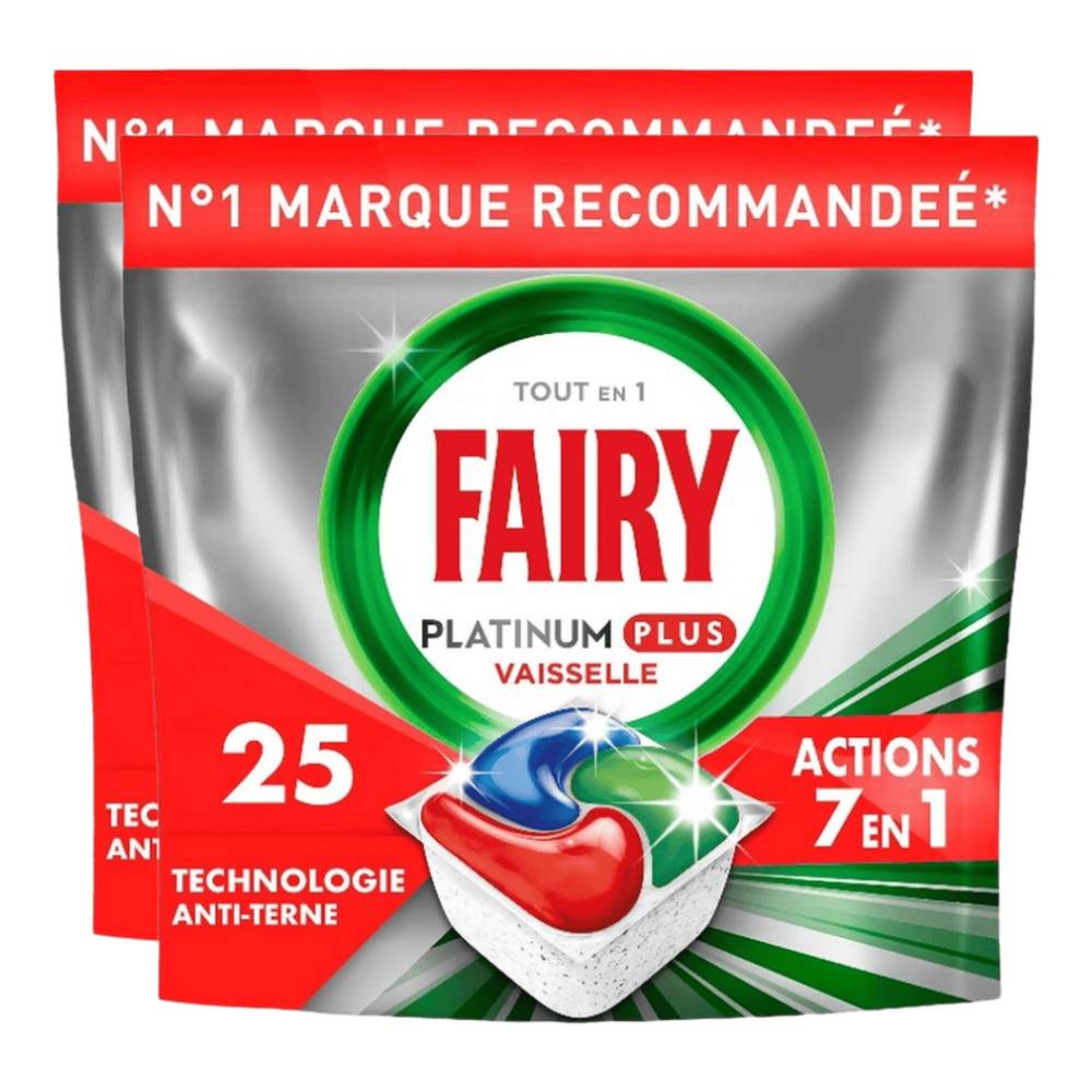 Fairy Platinum Plus Original Tablettes Lave-Vaisselle 2 x X25 (= 50 Tablettes)
