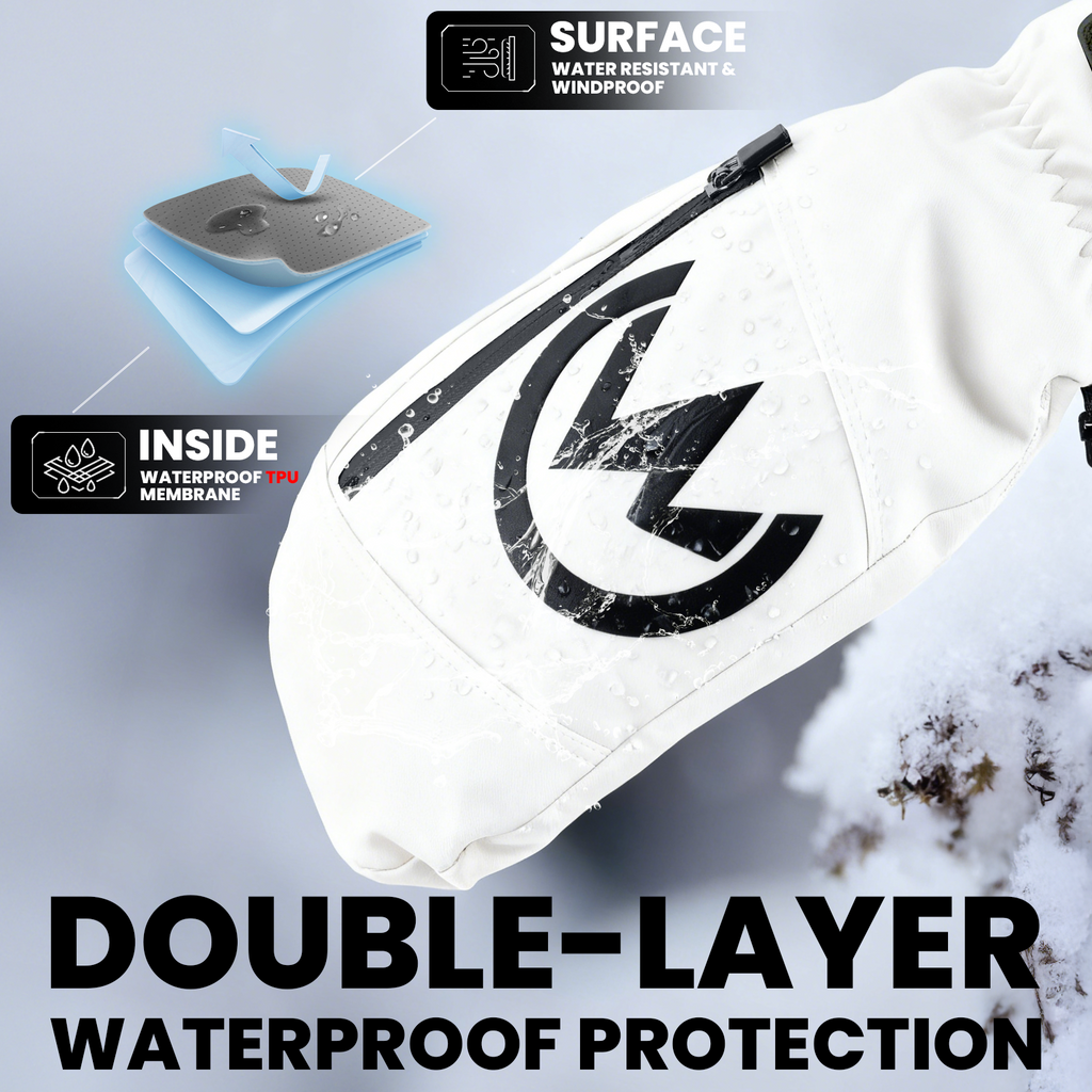 OutdoorMaster Moufles de ski adultes pour femmes et hommes, Gants de ski imperméables et coupe-vent, Gants de snowboard chauds d’hiver Blanc L