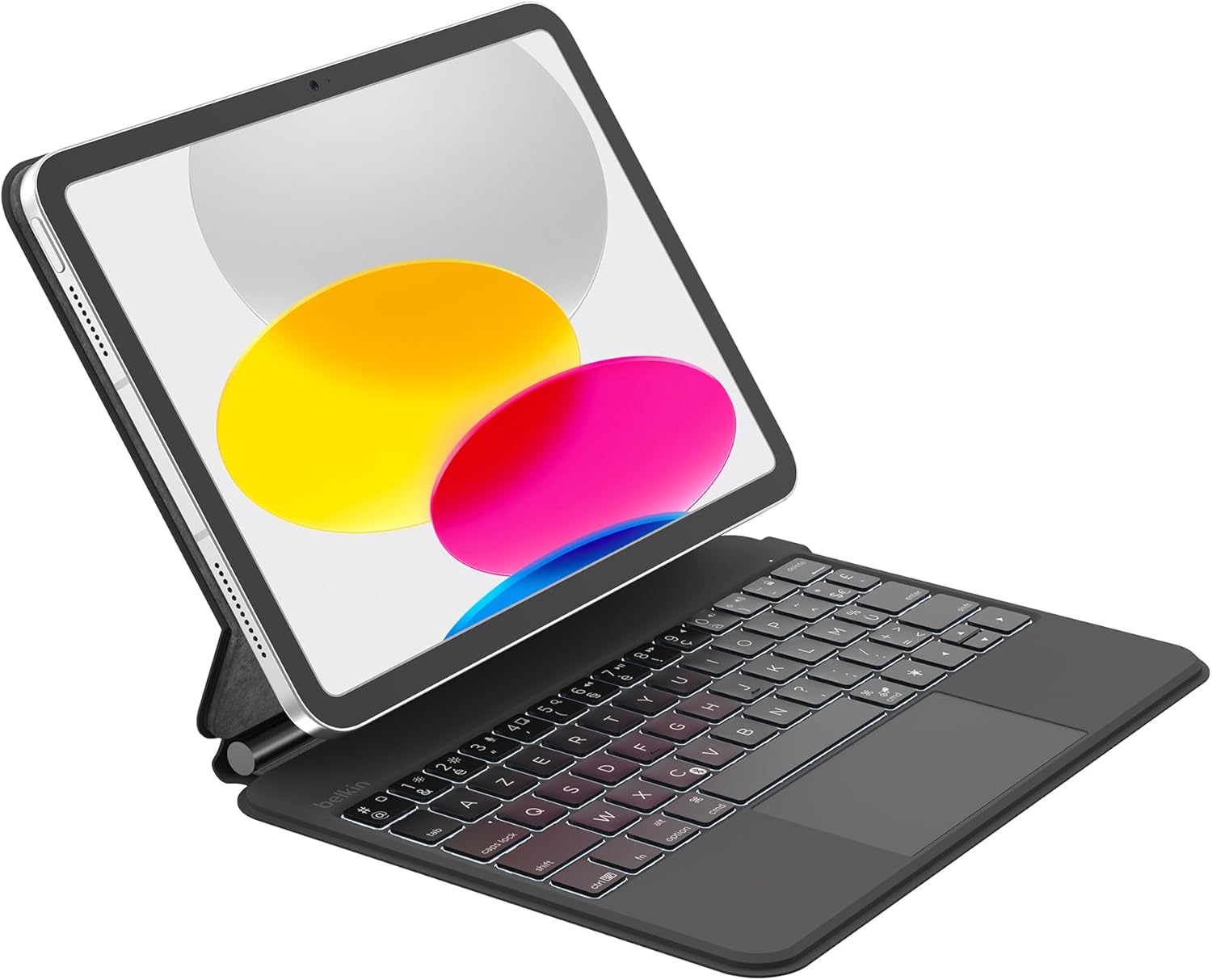Belkin Étui clavier Pro pour iPad 10e génération avec support magnétique, Rétroéclairé, Touches multipoints, Compartiment pour Apple Pencil, Clavier sans fil AZERTY pour iPad 10,9 po