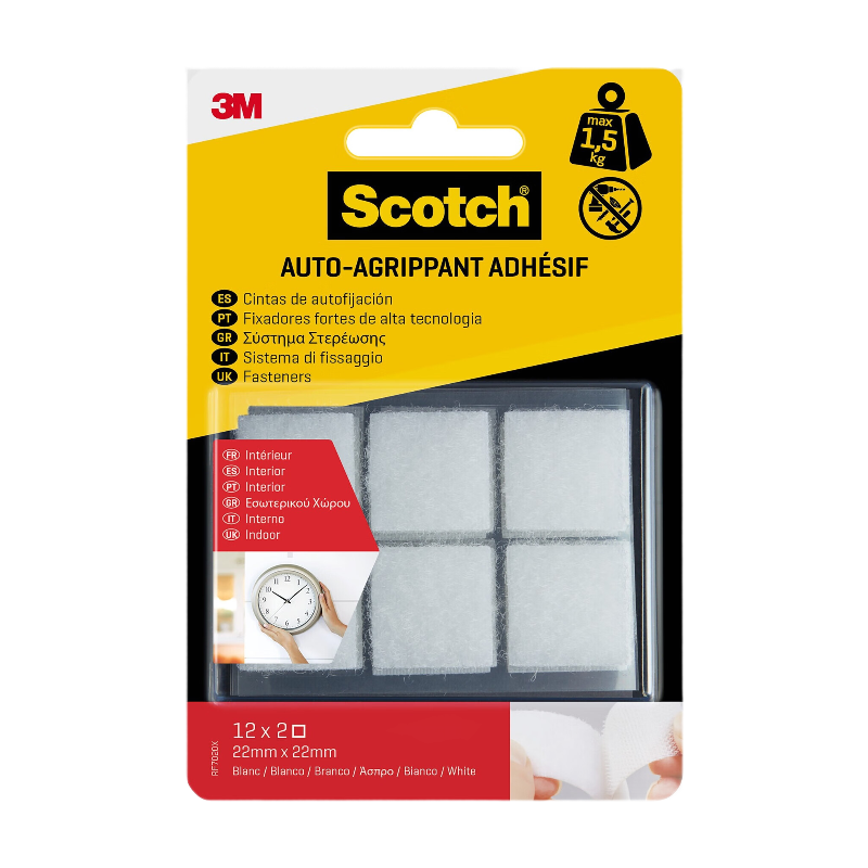 Scotch®Pastille Agrippante Adhésive Blanc 22mm x 22mm