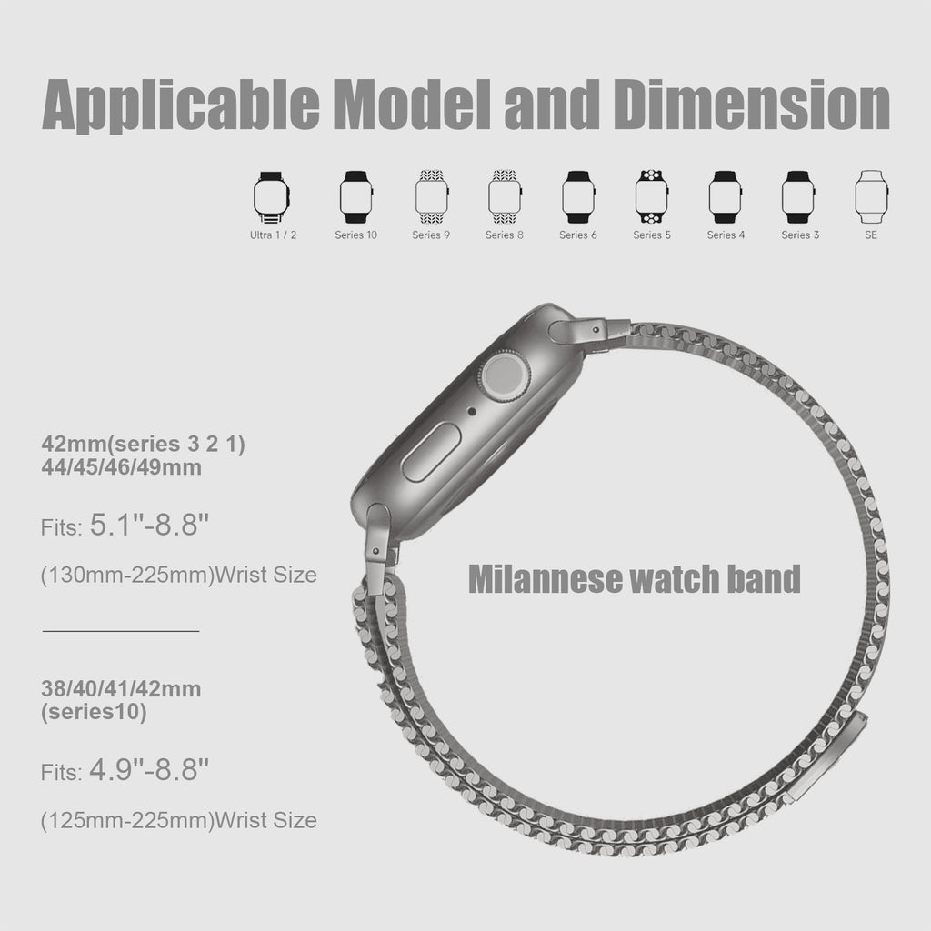 Uni-unzeit Bracelets pour Apple Watch (46 mm/45 mm/44 mm/49 mm)+(S3/2/1 42 mm) Lumière stellaire (cercle)