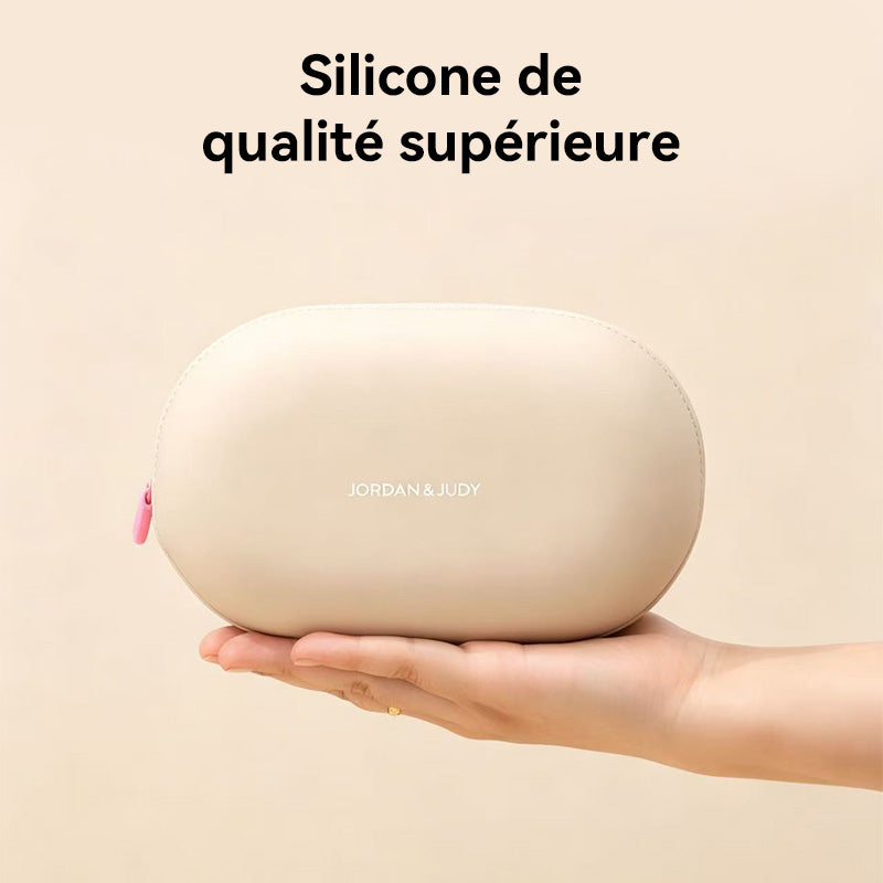 JORDAN&JUDY Trousse de lavage en silicone, sac de rangement imperméable et portable à grande capacité, kaki