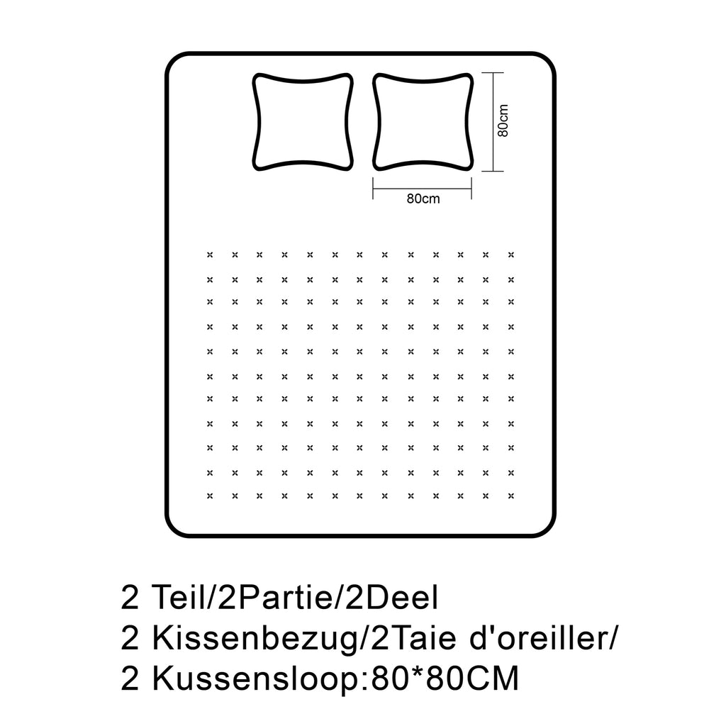 Lot de 2 taies d'oreiller en bambou noir, 80 x 80 cm x 2