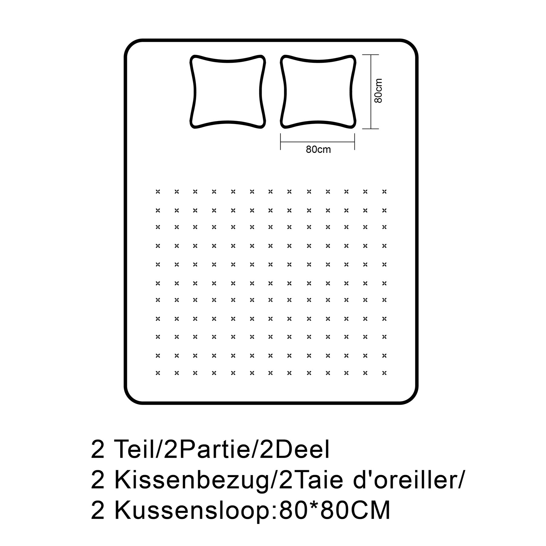 Lot de 2 taies d'oreiller en bambou noir, 80 x 80 cm x 2