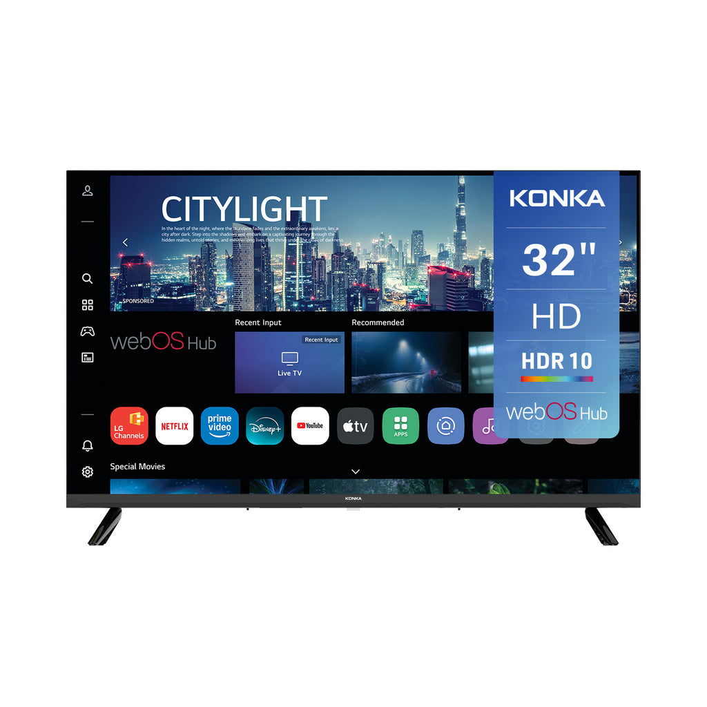 KONKA KDG32YR682ANTS Téléviseur intelligent DLED 32 pouces HD 720p webOS HDR10 Dolby Audio AirPlay LG Channels