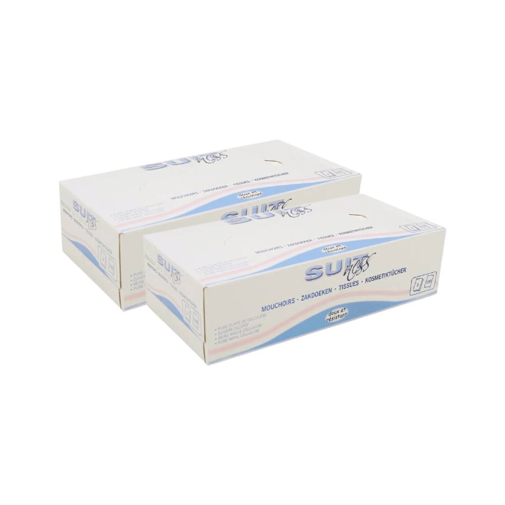 SUIT Mouchoirs en Papier Doux et Absorbants, 2 Épaisseurs, 2 Boîtes, 300 Mouchoirs (2 Paquets de 1)