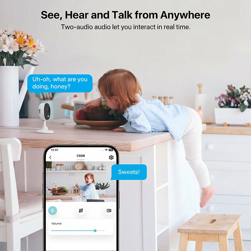 ZOSI Caméra WiFi intérieure C688 1080P, mini caméra de sécurité à dôme, caméra de sécurité pour la maison, surveillance pour personne âgée, bébé, chien et animal de compagnie