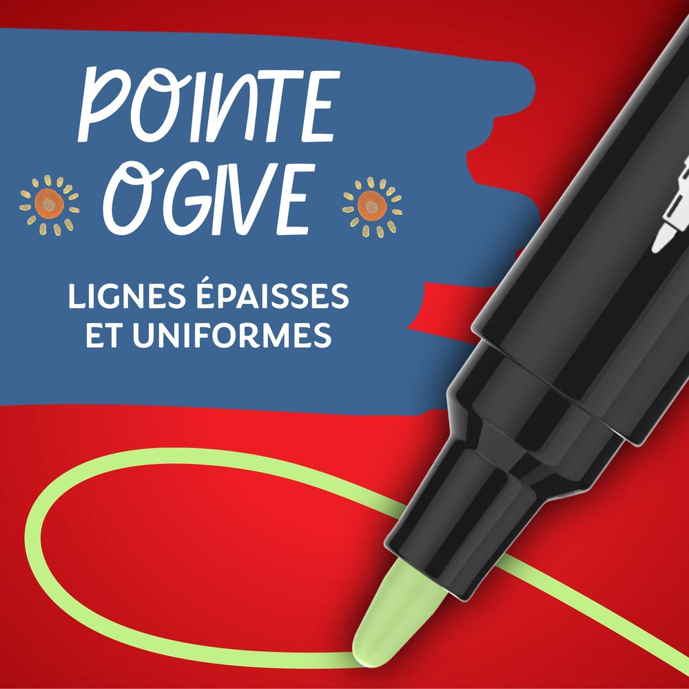 Sharpie Feutres acrylique | Pointe ogive | Feutres de coloriage adulte idéal pour coloriage mystère, dessiner etc. | Encre anti-bavures à base d’eau | Teintes Chaudes | Lot de 12