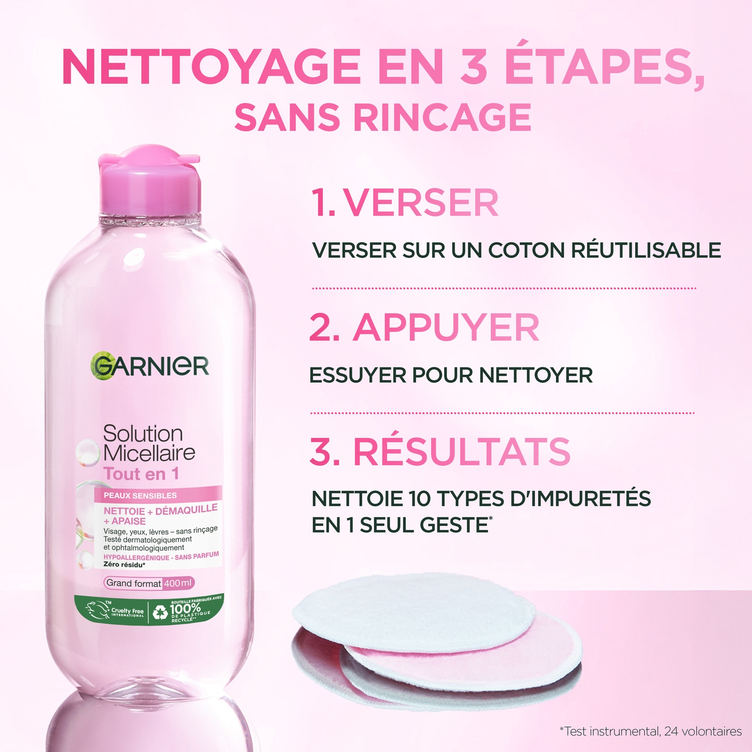 Garnier SkinActive Eau Micellaire Nettoyante pour Peaux Sensibles, 400 ml