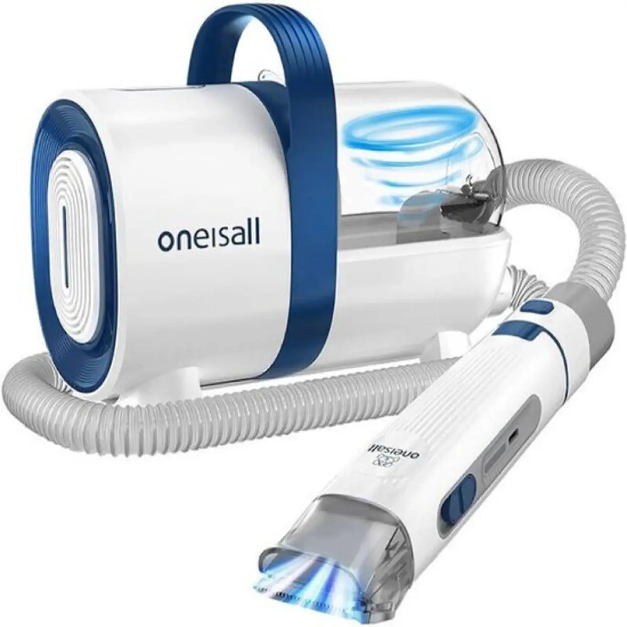Oneisall Tondeuse pour chien avec aspirateur et brosse | Aspirateur pour poils, puissance d'aspiration super 12000 Pa, aspire 99,99 % des poils d'animaux, 7 accessoires de soin, 1,5 L