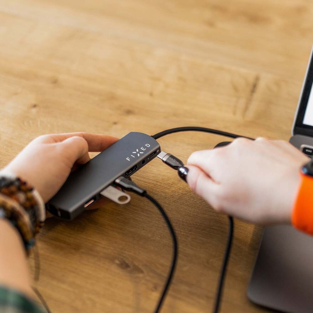 FIXED Câble tressé USB-C/USB-C, 1,2 m, 100 W, noir