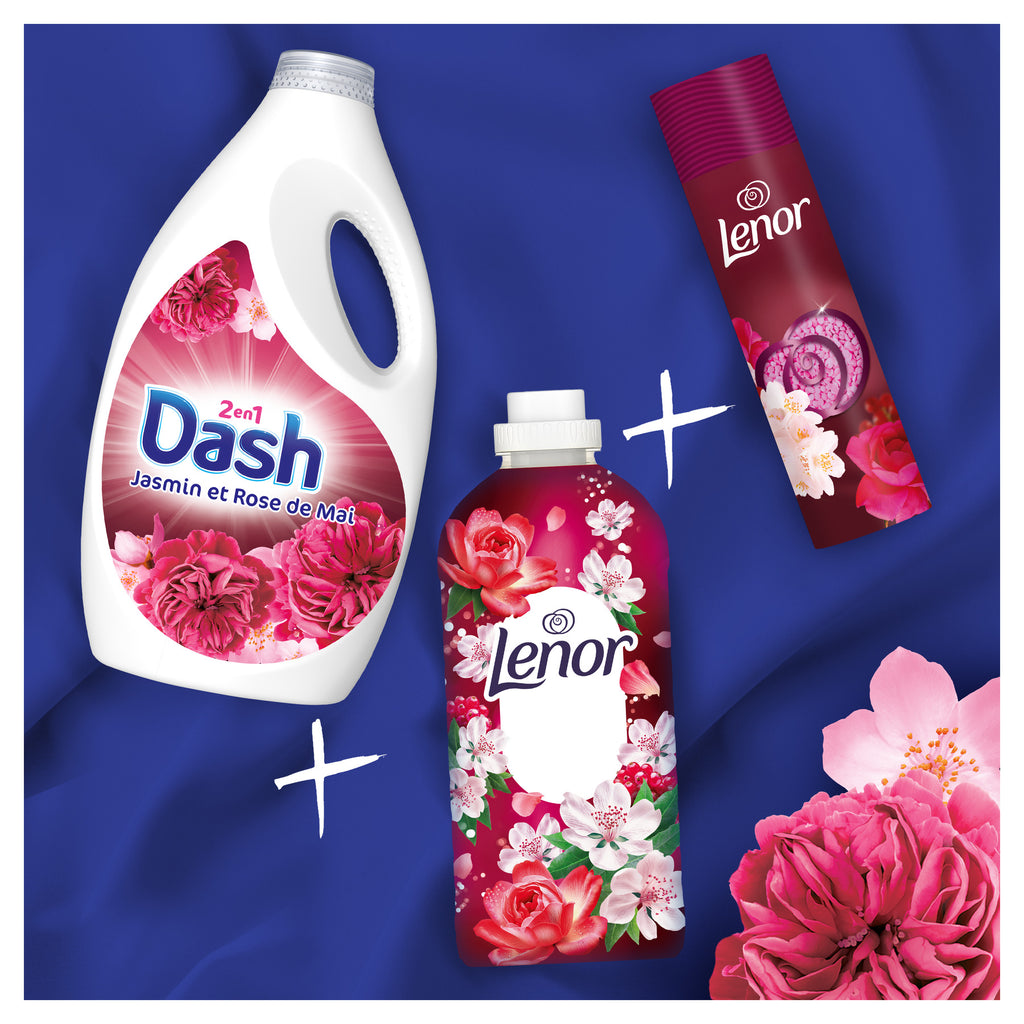 Dash 2en1 Lessive Liquide, Jasmin et Rose de Mai, 70 Lavages, 3,15 L, Fabriqué en France
