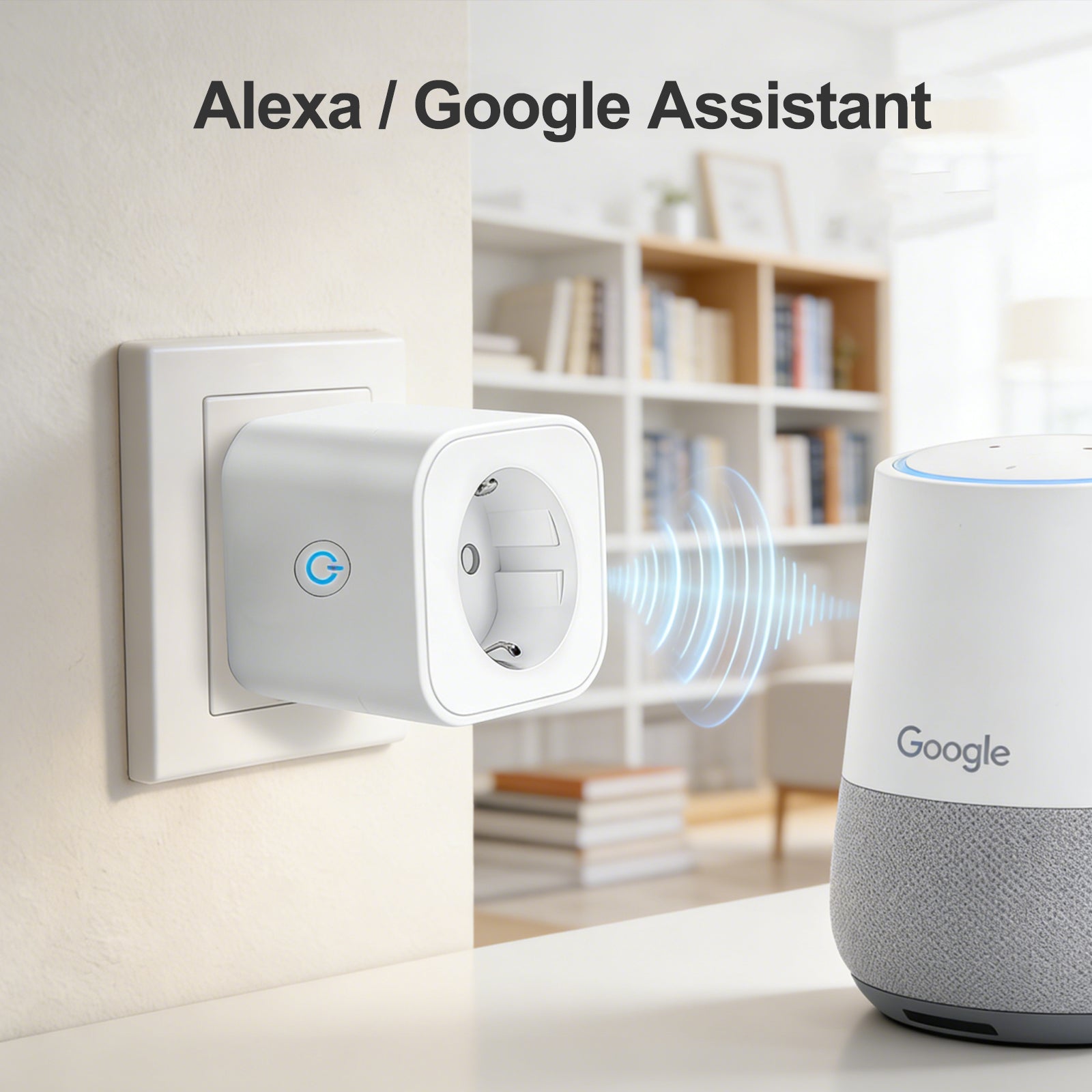 Antela Lot de 4 prises connectées WLAN 16 A avec mesure de la consommation d'énergie, compatible avec Alexa/Google Home, sécurité enfant, application Smart Life, 2,4 GHz et 3680 W